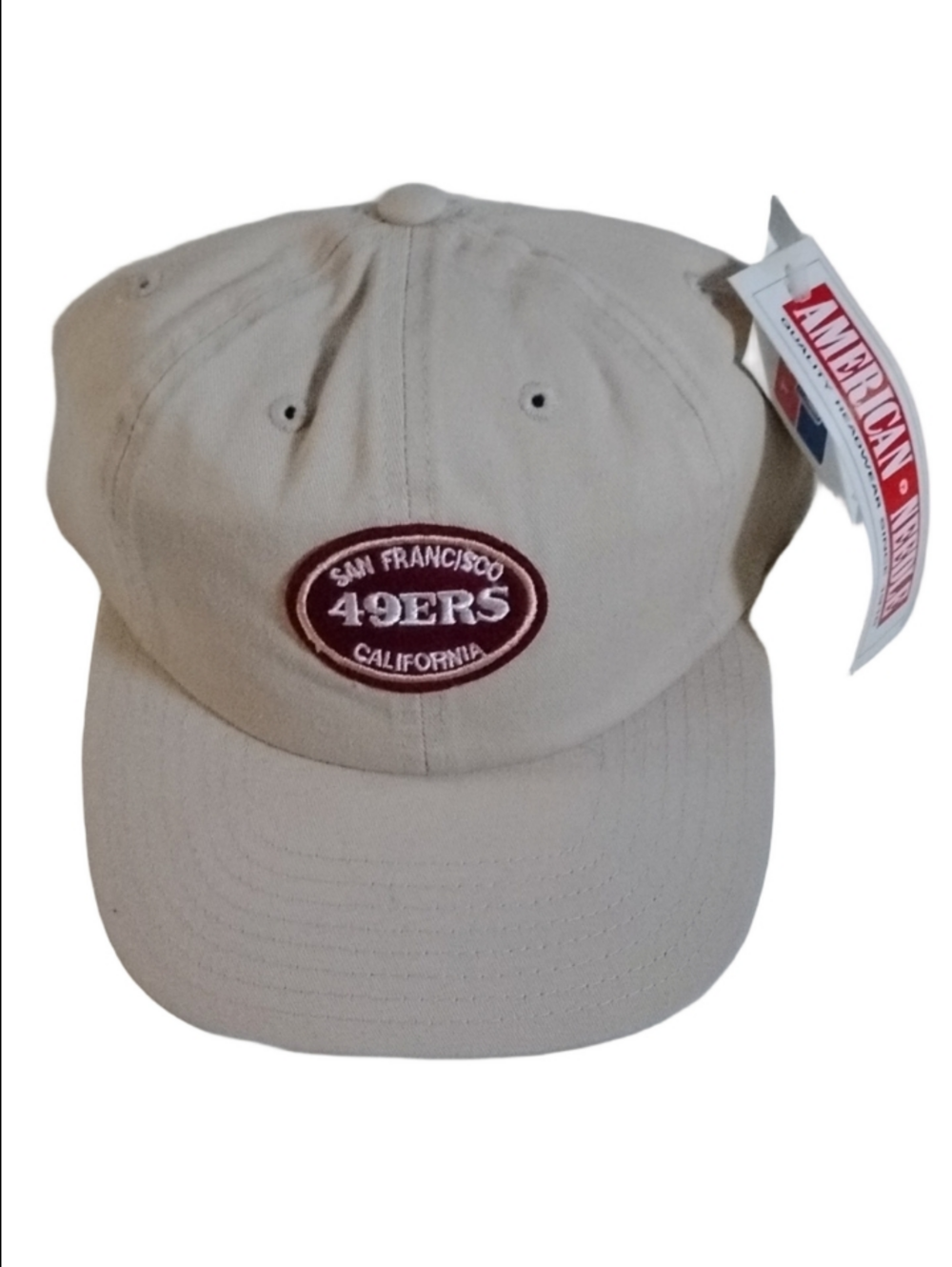 American Needle Beige Hat with Maroon 49ERS Patch